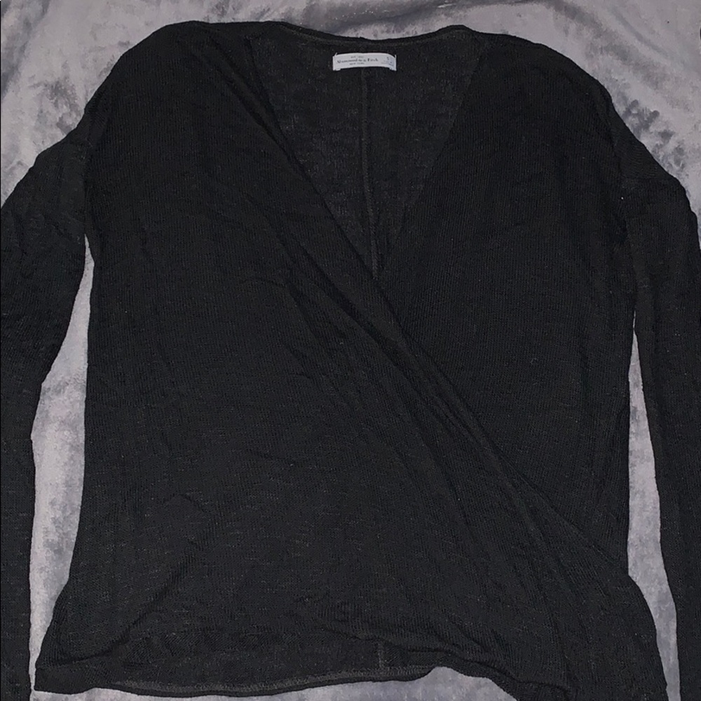 Black Mock Wrap Around Top
